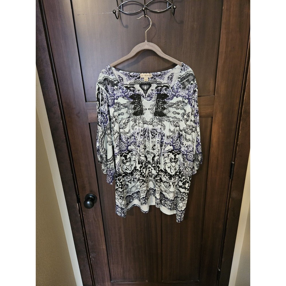 EUC Live And Let Live Women’s Stretch Knit Tunic Top Blouse Size XL X-Large